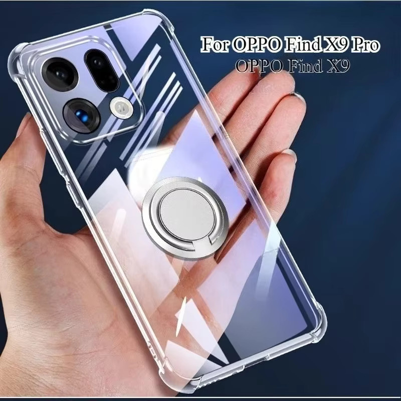 Transparente Silikon-Schutzhülle mit magnetischem Ringhalter für OPPO Find X9 Pro und OPPO Find X9, stoßfeste Airbag-Hülle - Bild 2