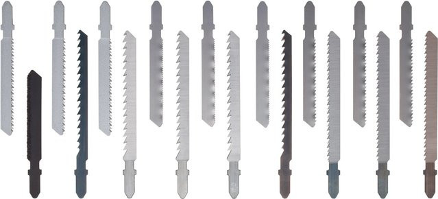 LUX-TOOLS Stichsägeblatt-Set mit T-Schaft, 18-teilig, HCS für Holz und Metall, Silber - Bild 1