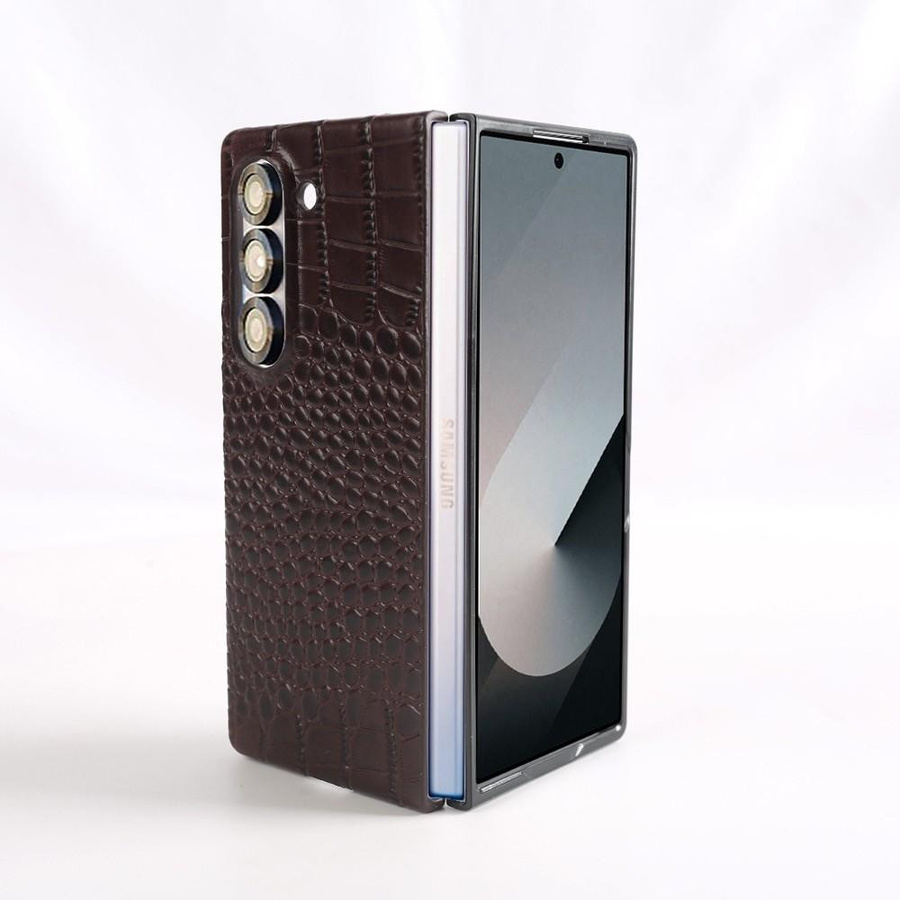 Handgefertigte Lederhülle für Samsung Galaxy Z Fold 6, Z Fold 3 und Z Flip6 in Braun - Bild 2