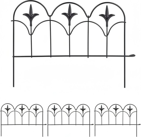 Relaxdays Beeteinfassung aus Stahl, 4-teilig, Schwarz, Höhe: 18 cm, Länge: 150 cm