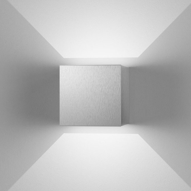 DLS Lighting Secret LED-Wandleuchte aus Aluminium in Silber, dimmbar, Up-Down-Beleuchtung, IP54, quadratisch - Bild 1