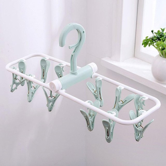 Yiran Furniture Wäschetrockner Kleiderbügel mit 32 Clips aus Kunststoff in Weiß - Bild 1