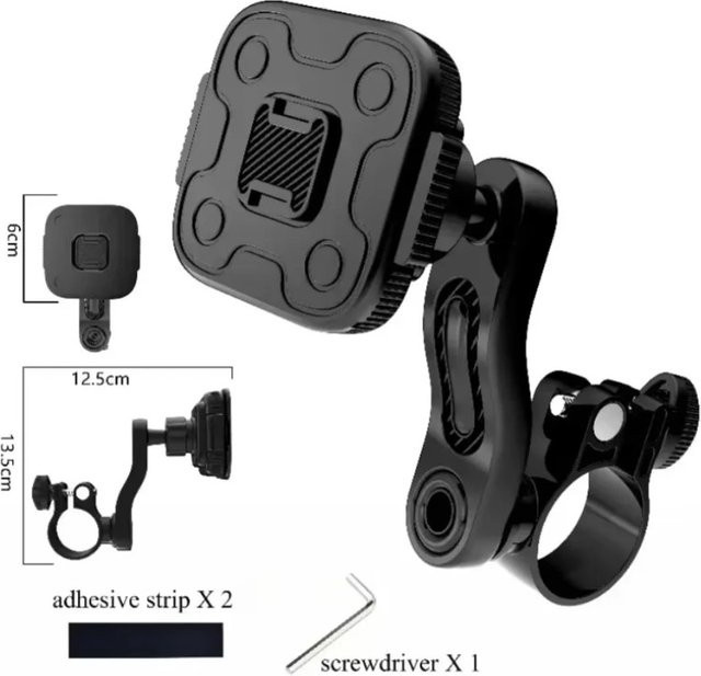 VIKEFON Magnetische Fahrrad Handyhalterung mit 360 Grad Rotation, abnehmbarer Lenkerhalterung für iPhone, Samsung und Xiaomi, Schwarz - Bild 1