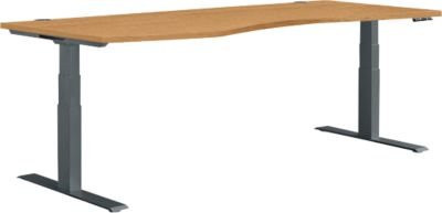 Schäfer Shop Genius Schreibtisch MODENA FLEX elektrisch höhenverstellbar Freiform Buche Anthrazit B 180 cm - Bild 1