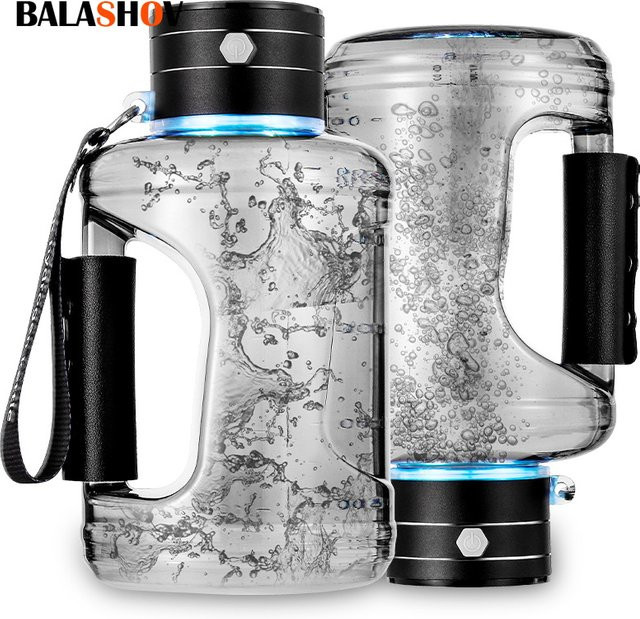 BALASHOV Tragbarer Wasserstoffgenerator und Ionisator mit 1500 ml Volumen, Wasserflasche für Elektrolyse in Grün und Transparent - Bild 1