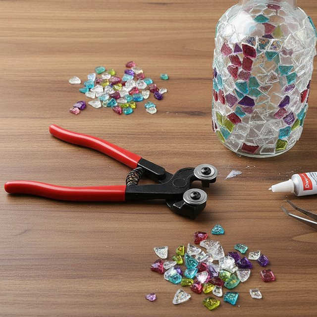 Alloet Glasfliesenzange in Rot mit weichem Gummigriff und Rollen für Glasmosaik und Keramikfliesen, 8 Zoll - Bild 1