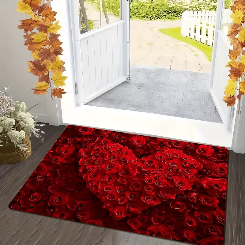 VIKAMA Vibrant Rose Teppich mit Herz-Design in Rot für Schlafzimmer und Wohnzimmer - Bild 3