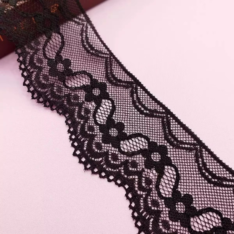 Schwarzes floral besticktes Spitzenband für DIY-Näharbeiten und Kleiderdekoration, Breite: 6 cm - Bild 4