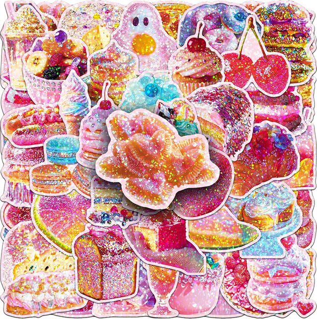 Rspctou Laser-Dessert-Aufkleber im INS-Style mit Cartoon-Motiven für Kuchen und Eiscreme, Mehrfarbig - Bild 1