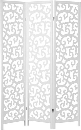 Homestyle4u 3-tlg. Paravent aus Holz in Weiß, B/H: 130 x 175 cm
