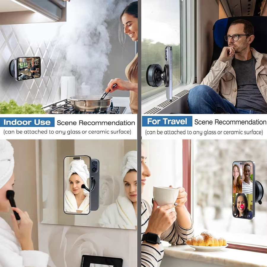 Magnetische Vakuum-Saugnapf-Autotelefonhalterung mit 360 Grad Rotation in Schwarz für iPhone 16 15 14 und andere Smartphones - Bild 5