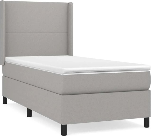 vidaXL Boxspringbett mit Matratze Hybrid-Design in Hellgrau B/T/H: 90 x 200 cm - Bild 1