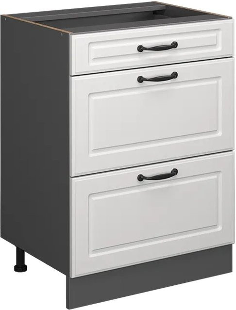 Vicco Küchenunterschrank R-Line Landhaus Weiß Anthrazit mit Schubladen Breite: 60 cm - Bild 1