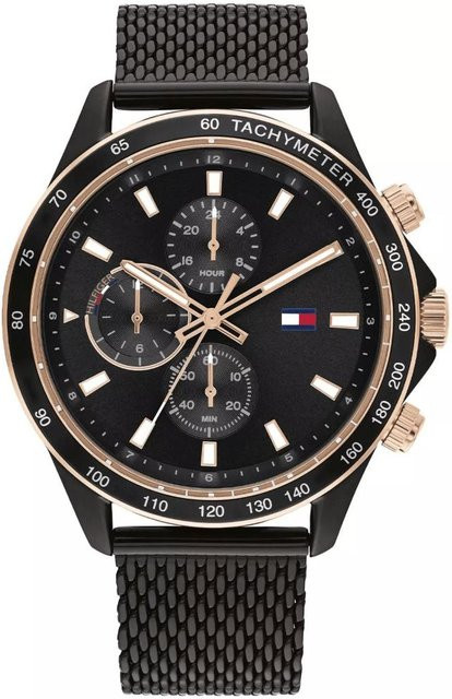 Tommy Hilfiger Chronograph, Quarz, Edelstahl, 44 mm, Schwarz, Herren - Bild 1