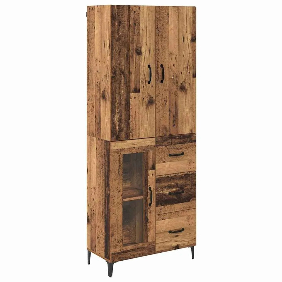 vidaXL Highboard Wandmontiert Altholz Braun B: 69,5 cm, T: 34 cm, H: 180 cm - Bild 2