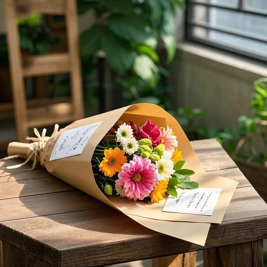 Biologisch abbaubare Kraftpapierrollen in Braun zum Verpacken von Blumensträußen und Geschenken - Bild 4
