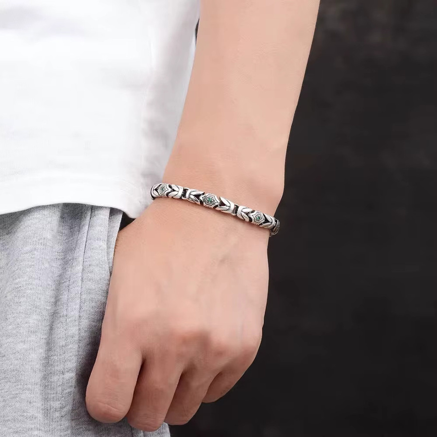 GQTorch Armband, 925 Silber, Zirkonia, Herren, Vintage - Bild 2