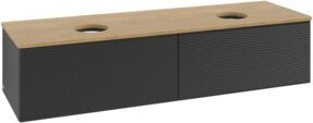 V&B Waschtischunterschrank Antao mit Frontstruktur in Eiche Honigbraun lackiert, B: 160 cm, T: 50 cm - Bild 1
