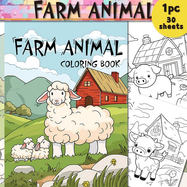 Malbuch für Bauernhöfe für Teenager mit 30 verschiedenen Mustern in Multicolor, 100 g/m2 Papier - Bild 1