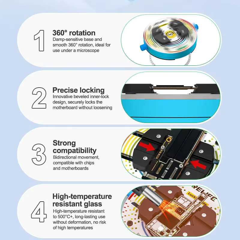 RELIFE RL-601Q Pro 360 Grad rotierende Halterung aus wärmeisolierendem Glas für Mobiltelefon-Motherboard-Reparaturwerkzeuge - Bild 2