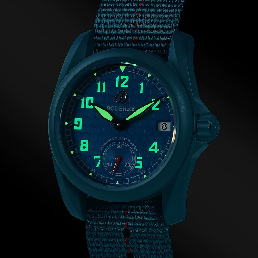 BODERRY Armbanduhr, Automatik, Titan, 40 mm, Textil/NATO, Blau, Herren - Bild 2