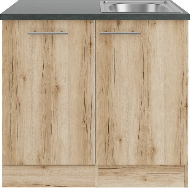 OPTIFIT Livorno290 Küchen-Spülenschrank-Set in Wildeiche Nachbildung und Anthrazit - Bild 1