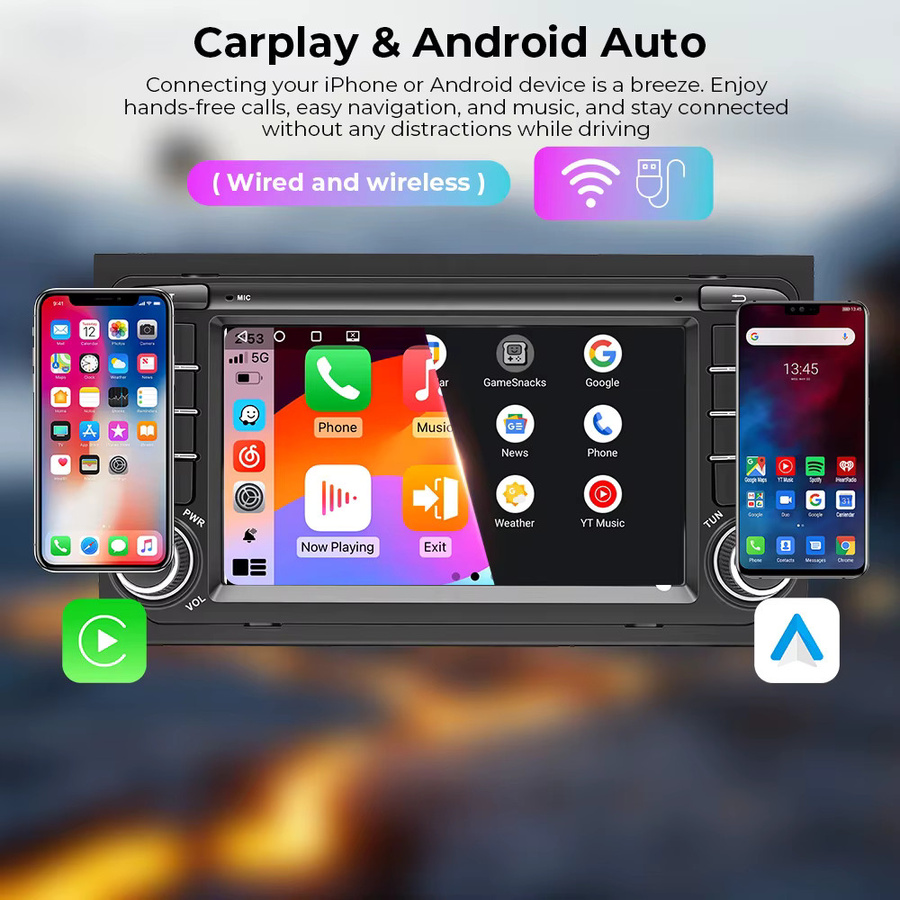 GEARELEC Android 14 Autoradio für Audi A4 2000-2008 mit 7 Zoll Display, kabelloses CarPlay, Android Auto, GPS und Bluetooth in Schwarz - Bild 3