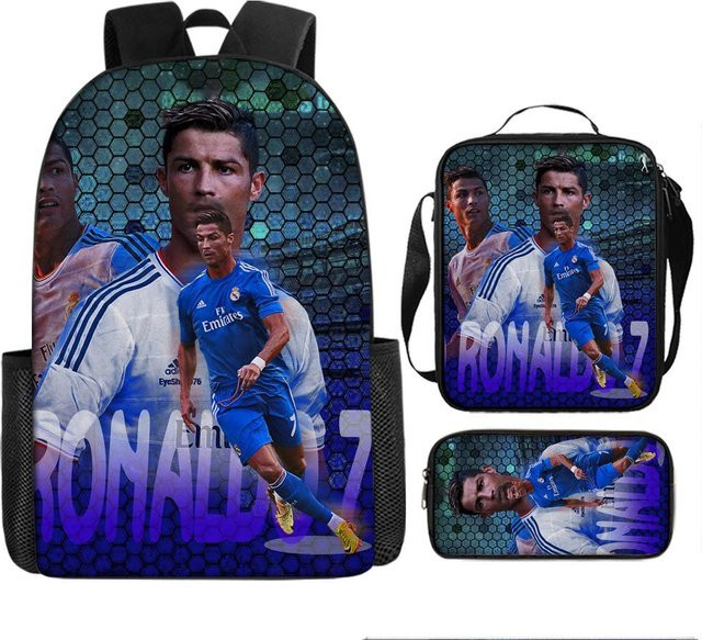 3-teiliges Schulrucksack-Set in Blau aus Oxford-Stoff mit Schultasche und Federmäppchen - Bild 1
