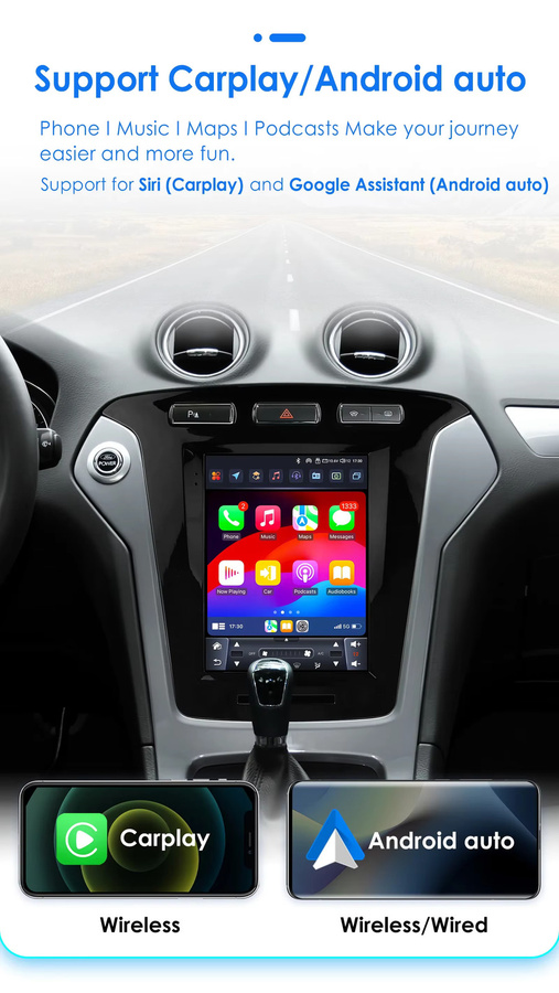 Hizpo Android Autoradio im Tesla Style für Ford Mondeo Mk4 und Galaxy 2011-2013 mit 9,7 Zoll Display, GPS, Carplay und Video Player in Schwarz - Bild 3