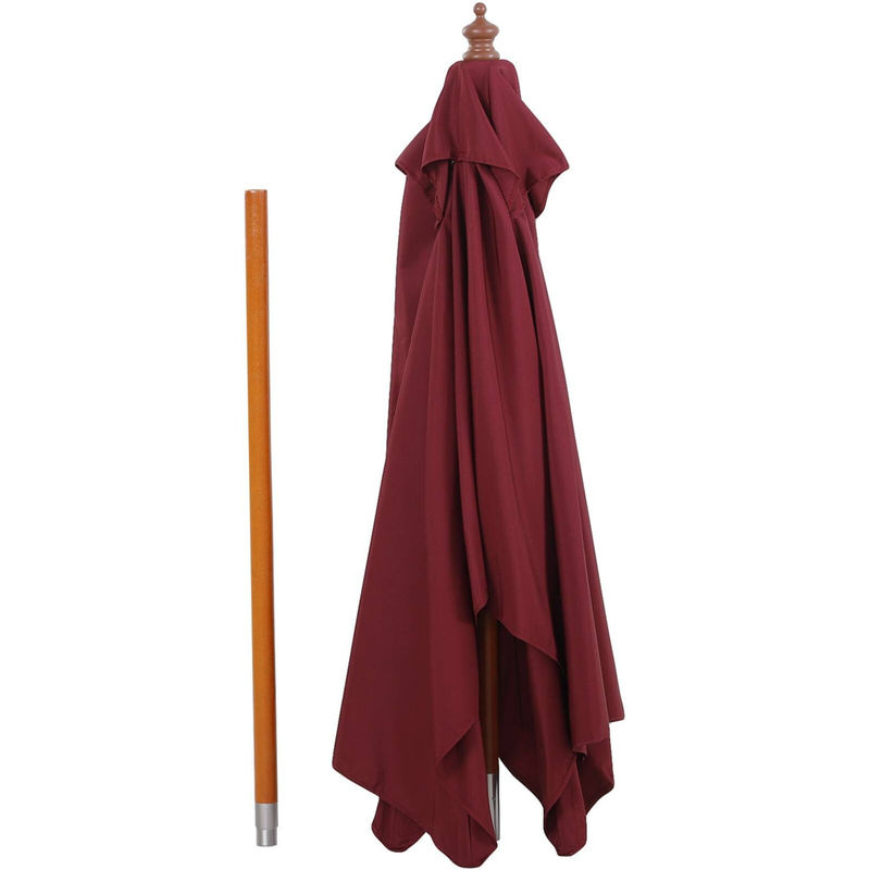 Outsunny Sonnenschirm aus Holz und Polyester in Weinrot, B: 200 cm, T: 150 cm, H: 230 cm - Bild 2