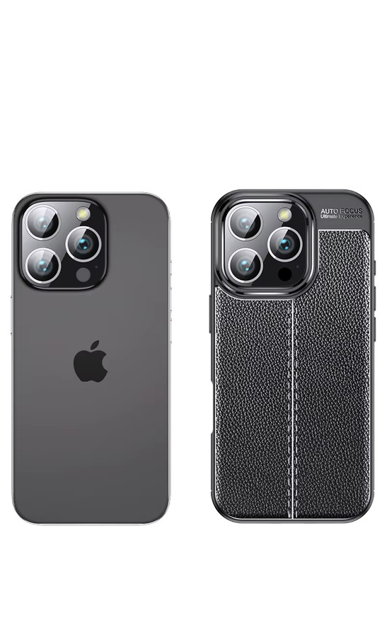 Apple iPhone 15 Schutzhülle aus weichem TPU und Leder in Schwarz - Bild 4