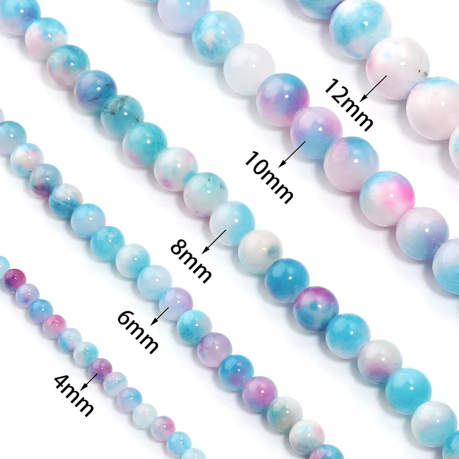 louleur Perlen, persische Jadesteinperlen, blau, rund, Unisex - Bild 2