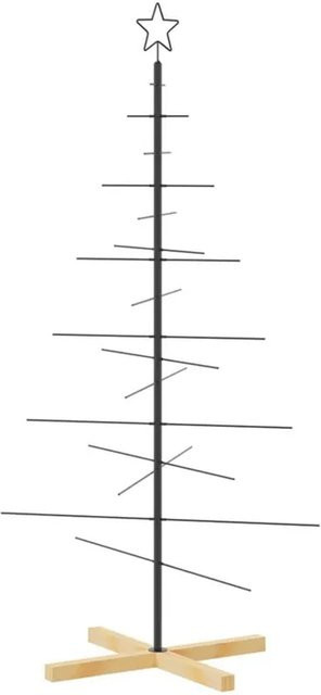 vidaXL Weihnachtsbaum aus Metall mit Holzständer in Schwarz, Höhe: 150 cm - Bild 1