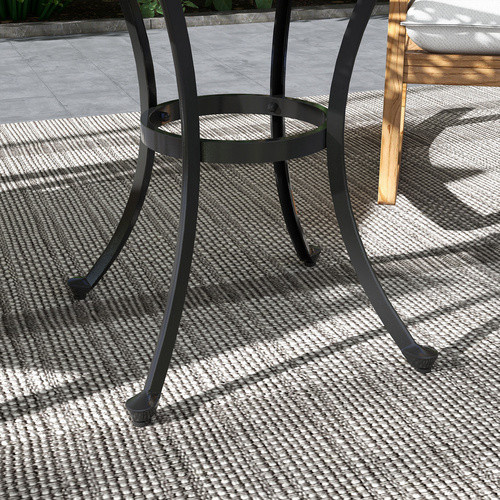 Outsunny Gartentisch aus Aluminiumguss in Schwarz, höhenverstellbarer Rundtisch im Vintage-Stil für Terrasse und Außenbereich, B/T/H: 60 x 60 x 53 cm - Bild 4