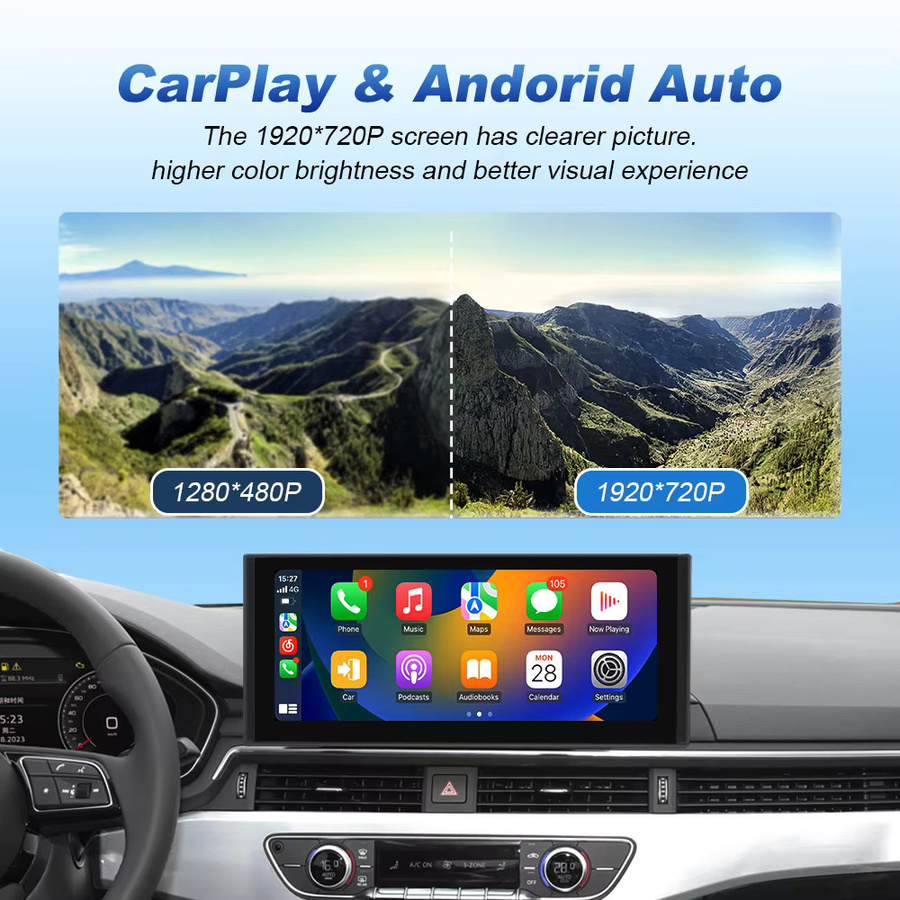 Nunoo Linux Wireless CarPlay und Android Auto Multimedia Autoradio mit GPS und Wi-Fi für Audi A4 A5 B9 2016-2022, 12,3 Zoll, Schwarz - Bild 2