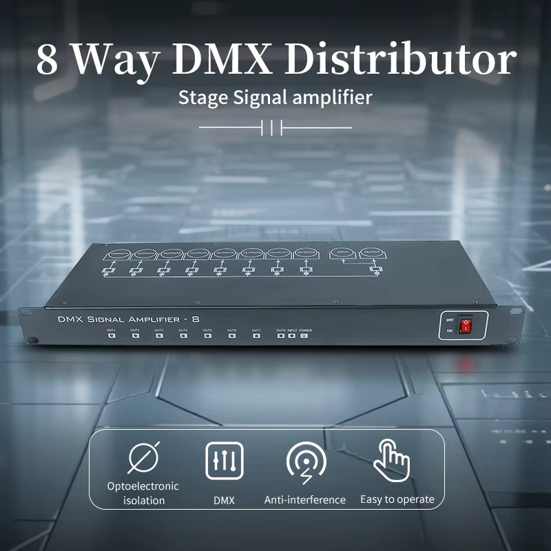 8-Kanal DMX512 Signalverstärker und Signalverteiler für Bühnenbeleuchtung in Schwarz - Bild 3