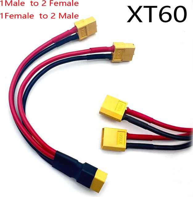 LAJQTAO XT60 Paralleler Batterieanschluss Y-Splitter Doppelverlängerung 2-Wege Silikonkabel für RC-Akku, Rot - Bild 1