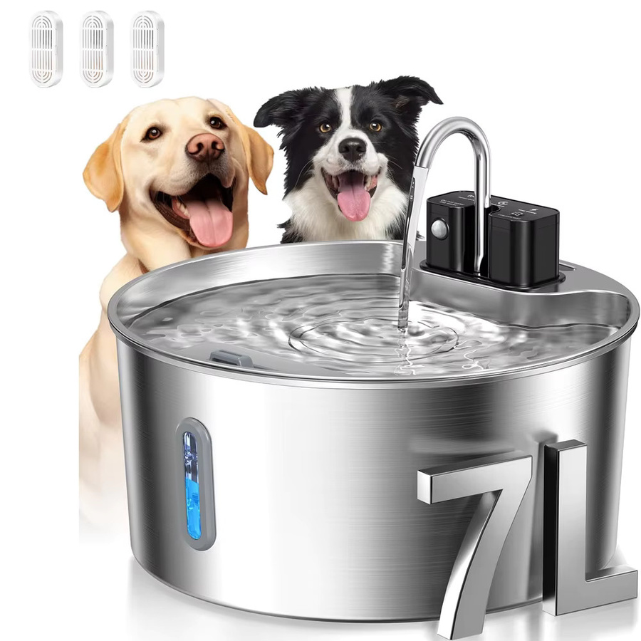 Weomg Edelstahl Katzenbrunnen mit Sensor und kabelloser Aufladung, 7 l, Silber - Bild 6
