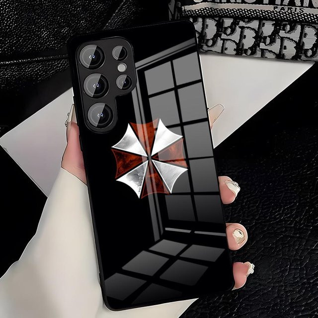 Resident Evil Umbrella Handyhülle mit Glasabdeckung für Samsung Galaxy S26 S25 Plus S23 FE S22 Ultra S21 Plus S21 Ultra S20 S20 Plus in Schwarz - Bild 1