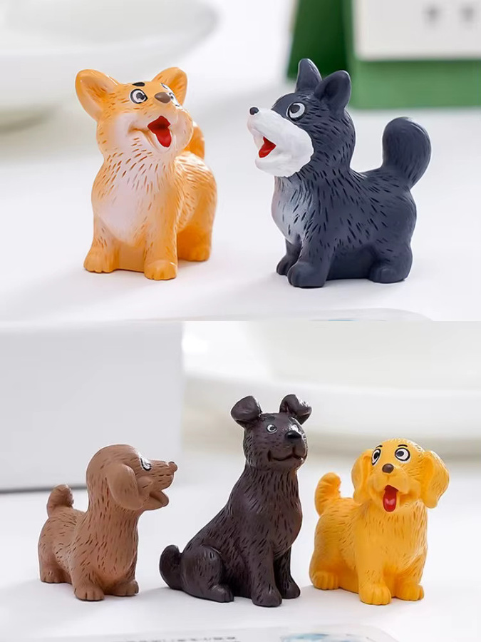 6-teiliges Set MOVING FOREST Hunde-Tierfiguren aus Kunstharz in Multicolour als Miniatur-Dekoration für Bonsai, Feengarten und Heimdekoration - Bild 2