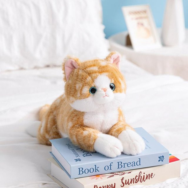 Yiran toy Lustige Katze Plüschtier Kissen, Weiß Braun Grau Gestreift, 50cm - Bild 1