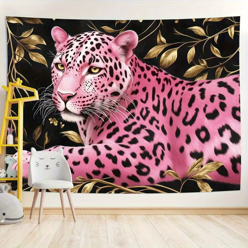 VIKAMA Wandteppich mit rosa Panther-Motiv im Retro-Stil, Textiler Wandbehang mit Animal-Print für dein Schlafzimmer oder Wohnheim, B: 60 cm, H: 40 cm - Bild 6