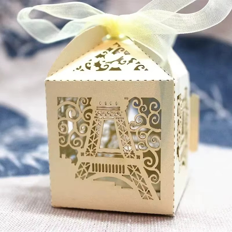 20er Set Eiffelturm Süßigkeitenboxen für Hochzeiten und Partys in Weiß aus Papier - Bild 2