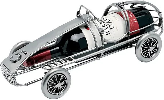Weinflaschenhalter Classic Racer von Hinz und Kunst aus Metall in Silber im Retro-Design - Bild 1