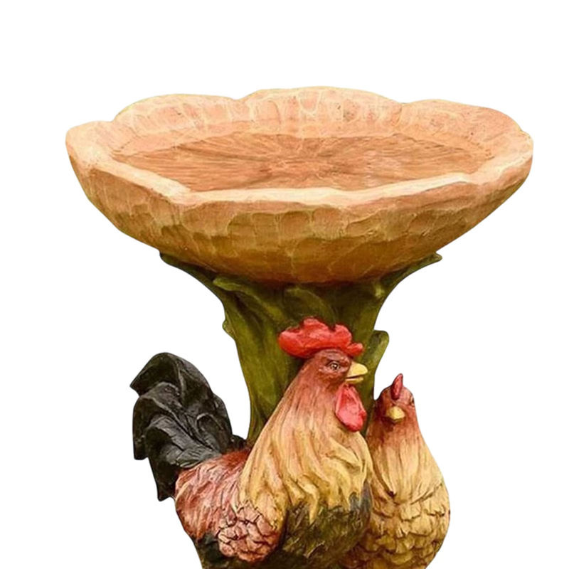 Homyl Hahn Statue als Vogelbad und Futterstation aus Harz für Garten und Balkon, Mehrfarbig - Bild 5