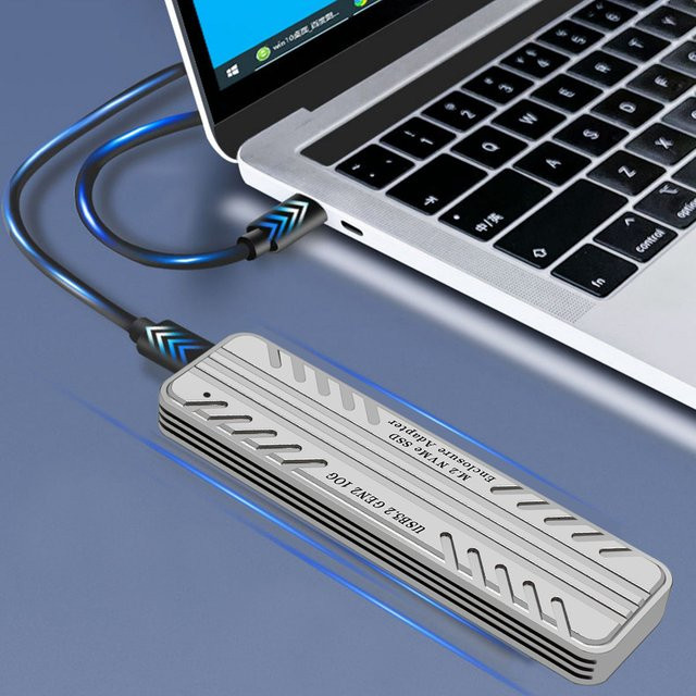 RGEEK M.2 NVMe SATA zu USB C Adapter Gehäuse in Silber mit 10 Gbit/s USB 3.1 Gen2 Unterstützung für M und B&M Schlüssel - Bild 1