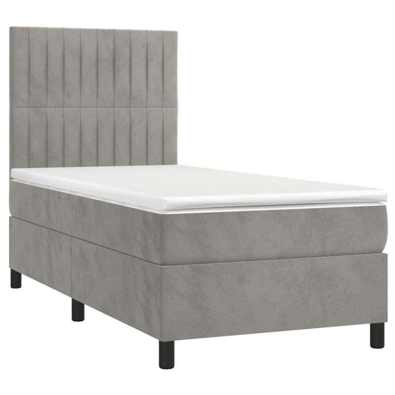 Vidaxl Boxspringbett mit Matratze und LED in Grau aus Samt, B/T: 100 x 200 cm - Bild 4