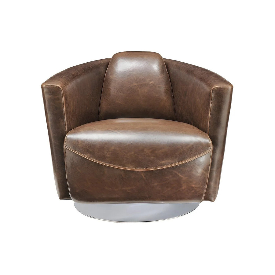 Vente-unique Sessel Florentin mit gerader Rückenlehne und Armlehnen aus Rindsleder in Schokobraun, B/T/H: 78,5 x 73,0 x 85,5 cm - Bild 2