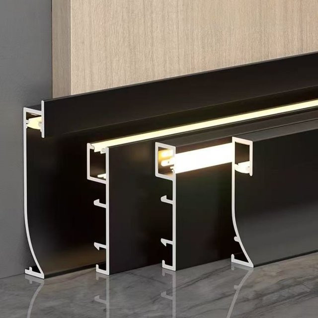 Ksdligh Aluminium LED Profil für Boden und Wand, Eck-Sockelleiste für Treppen und Korridore, 1 m Länge - Bild 1