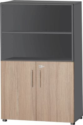 Schäfer Shop Select Kombischrank Start Off mit 4 Regalfächern, abschließbar, Holz, Graphit/Eiche, B/T/H: 80,0 x 42,0 x 151,4 cm - Bild 1